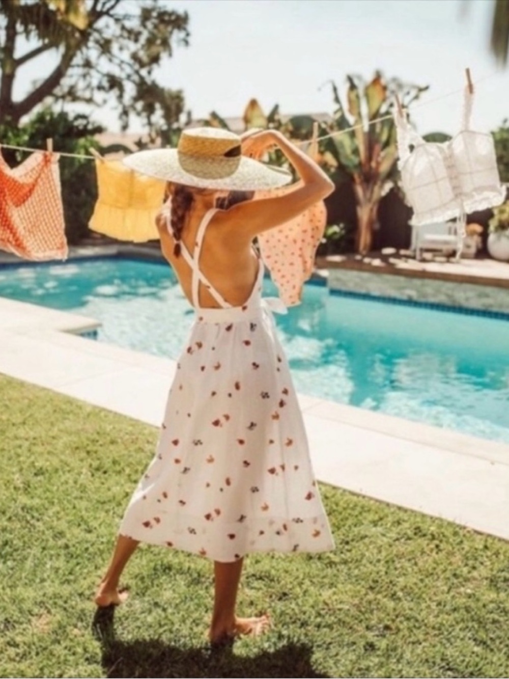 Reformation Fruit Loops Linen Dress Open Back NWOT